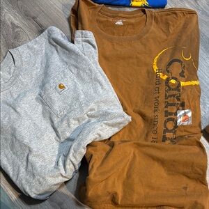 Carhartt Men's Gray and Brown Long Sleeve Tees